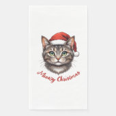 Aangepaste Mopshond Kerstkat met Kerstmannenhoed Servet (Voorkant)