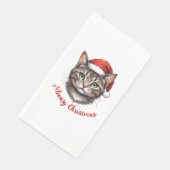 Aangepaste Mopshond Kerstkat met Kerstmannenhoed Servet (Hoek)