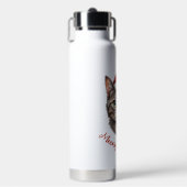 Aangepaste Mopshond Kerstkat met Kerstmannenhoed Waterfles (Voorkant)