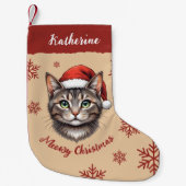 Aangepaste Mopshond Kerstkat met Sinterklaashoed Kleine Kerstsok (Voorkant)