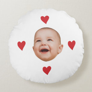 Aangepaste Mopshoofd Baby Gezicht Eén Foto Rond Kussen