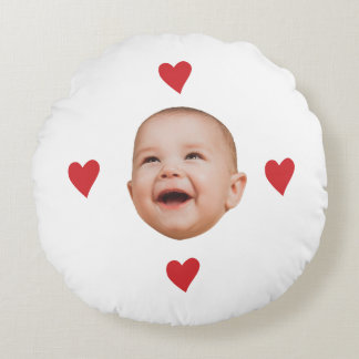 Aangepaste Mopshoofd Baby Gezicht Eén Foto Rond Kussen