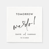 Aangepaste morgen doen we repetitie diner zwart servet (Voorkant)