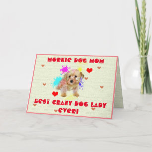 Aangepaste Morkie Moeder Dog Beste Gek Dog Lady Ka Bedankkaart