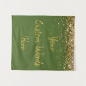 Aangepaste mosgroene gouden verjaardagsfeest fotoh wandkleed (Voorkant (horizontaal))