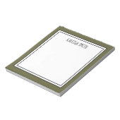 Aangepaste mosgroene witte bewerkbare kleur notitieblok (Linkerzijde)
