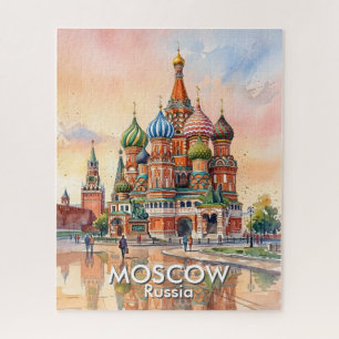 Aangepaste Moskou Rusland Kathedraal Aquarel Reis Legpuzzel