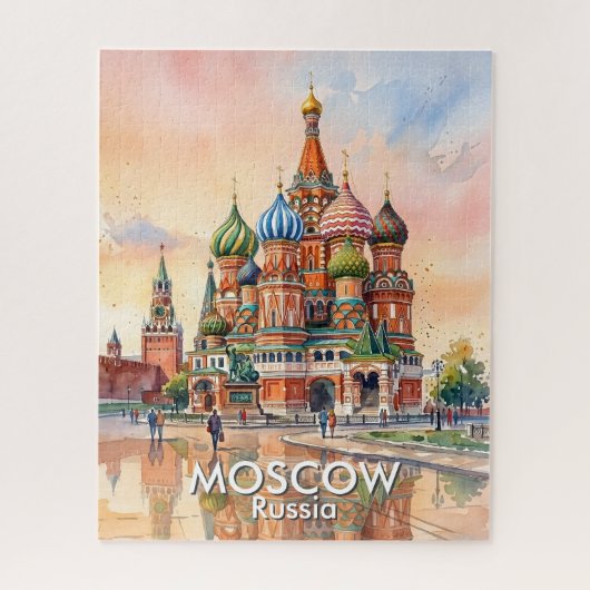 Aangepaste Moskou Rusland Kathedraal Aquarel Reis Legpuzzel (Verticaal)