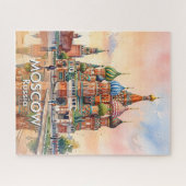 Aangepaste Moskou Rusland Kathedraal Aquarel Reis Legpuzzel (Horizontaal)