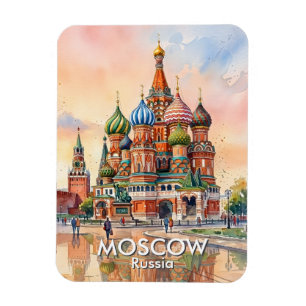 Aangepaste Moskou Rusland Kathedraal Aquarel Reis Magneet