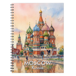 Aangepaste Moskou Rusland Kathedraal Aquarel Reis Notitieboek