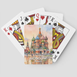 Aangepaste Moskou Rusland Kathedraal Aquarel Reis Pokerkaarten