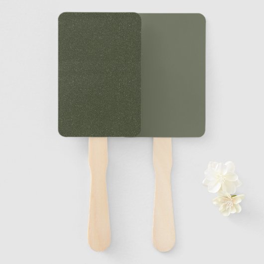 Aangepaste Moss Green Duo handventilatoren – Recht Handwaaier (Voorkant en achterkant)