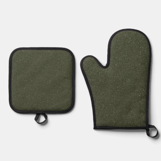 Aangepaste Moss Green Noise Oven Mitt Set (Voorkant)
