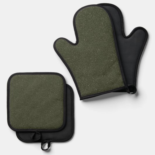 Aangepaste Moss Green Noise Oven Mitt Set (Voorkant / Achterkant)