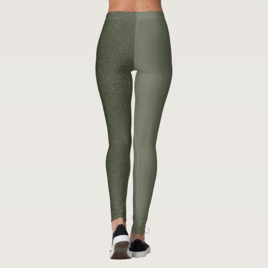 Aangepaste Moss Green Split Leggings (Matte + Grai (Achterkant)