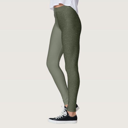 Aangepaste Moss Green Split Leggings (Matte + Grai (Links)