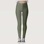 Aangepaste Moss Green Split Leggings (Matte + Grai (Voorkant)