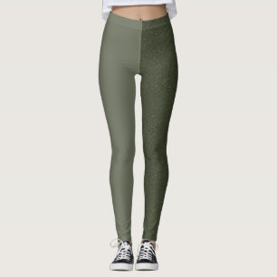 Aangepaste Moss Green Split Leggings (Matte + Grai
