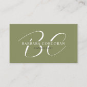 Aangepaste Moss Sage Olijfgroen Wit Professional Visitekaartje (Voorkant)
