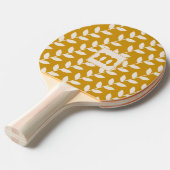 Aangepaste mosterd 70s blad patroon Monogram Tafeltennisbatje (Voorkant Gekanteld)