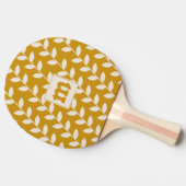 Aangepaste mosterd 70s blad patroon Monogram Tafeltennisbatje (Zijkant)