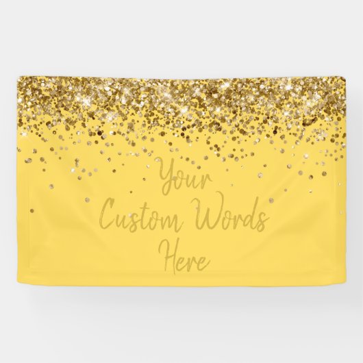 Aangepaste Mosterd Geel Gouden Verjaardagsfeest Fo Spandoek (Horizontaal)