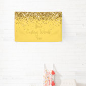 Aangepaste Mosterd Geel Gouden Verjaardagsfeest Fo Spandoek (Insitu)