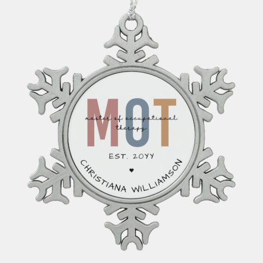 Aangepaste MOT-meester van de bedrijfsgeneeskunde Tin Sneeuwvlok Ornament (Voorkant)