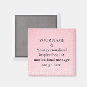 Aangepaste Motivatie Bericht Roze Glitter Magnet (Voorkant / Achterkant)