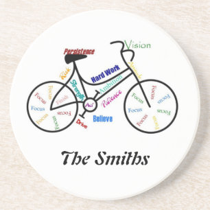 Aangepaste Motivatie fiets, fiets, sport Zandsteen Onderzetter