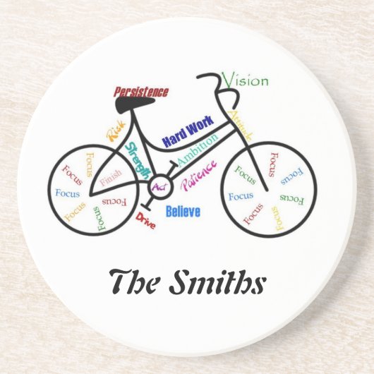 Aangepaste Motivatie fiets, fiets, sport Zandsteen Onderzetter (Voorkant)