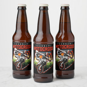 Aangepaste Motocross-racebesturing met vuil spoor Bier Etiket