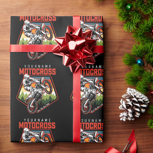 Aangepaste Motocross-racebesturing met vuil spoor Cadeaupapier