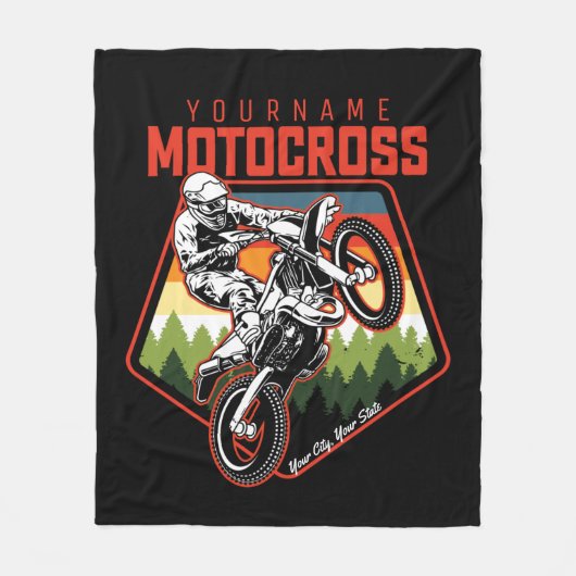 Aangepaste Motocross-racebesturing met vuil spoor Fleece Deken (Voorkant)