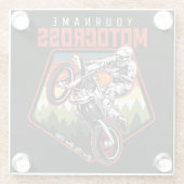 Aangepaste Motocross-racebesturing met vuil spoor Glazen Onderzetter (Achterkant)