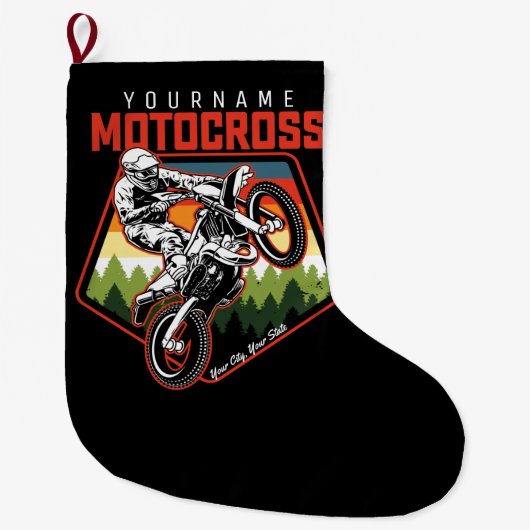 Aangepaste Motocross-racebesturing met vuil spoor Grote Kerstsok (Voorkant)