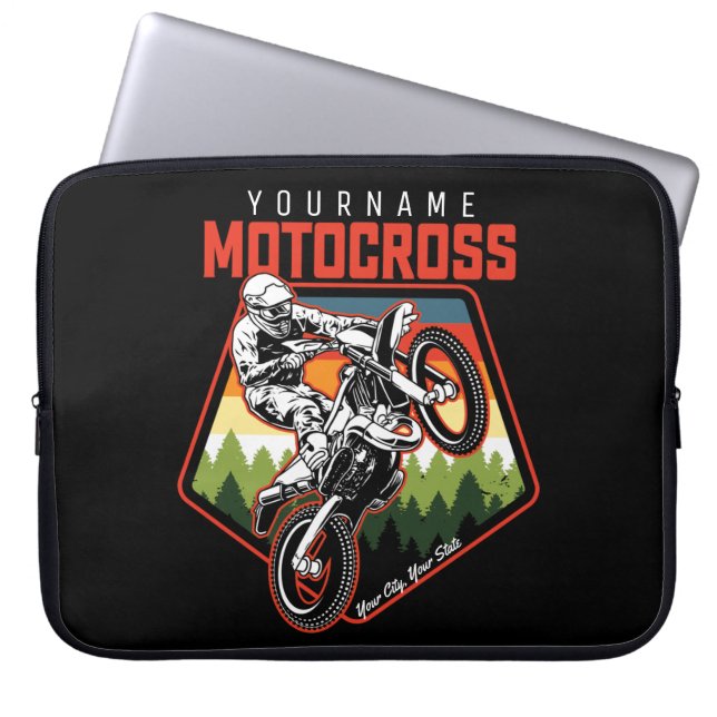 Aangepaste Motocross-racebesturing met vuil spoor Laptop Sleeve (Voorkant)