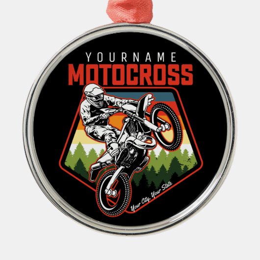 Aangepaste Motocross-racebesturing met vuil spoor Metalen Ornament (Voorkant)