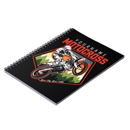 Aangepaste Motocross-racebesturing met vuil spoor Notitieboek (Linkerzijde)