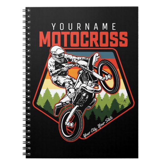 Aangepaste Motocross-racebesturing met vuil spoor Notitieboek (Voorkant)
