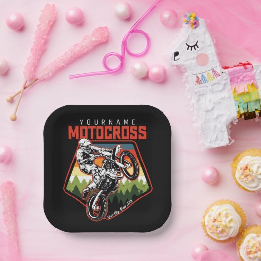Aangepaste Motocross-racebesturing met vuil spoor Papieren Bordje (Feest)