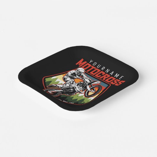 Aangepaste Motocross-racebesturing met vuil spoor Papieren Bordje (Gebogen)