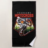 Aangepaste Motocross-racebesturing met vuil spoor Strandlaken (Voorkant)