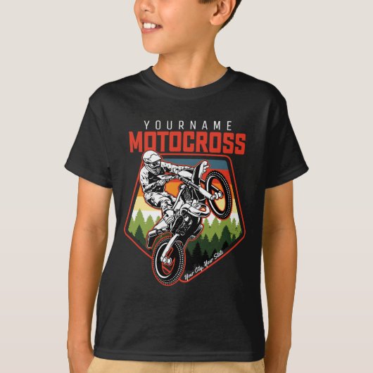 Aangepaste Motocross-racebesturing met vuil spoor T-shirt (Voorkant)
