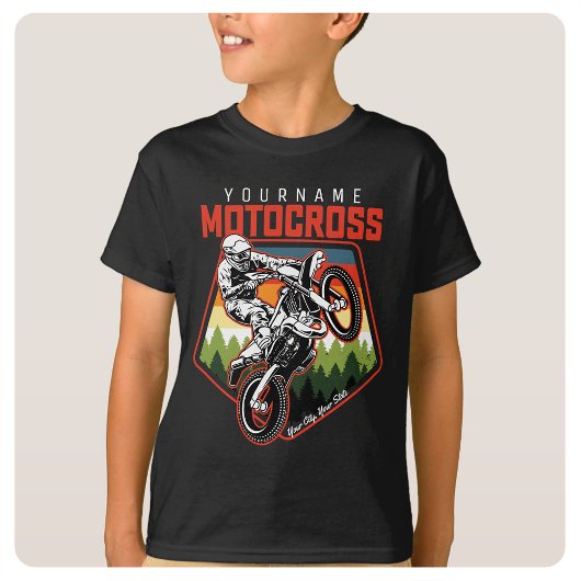 Aangepaste Motocross-racebesturing met vuil spoor T-shirt