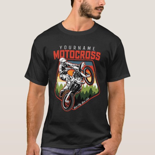 Aangepaste Motocross-racebesturing met vuil spoor T-shirt (Voorkant)