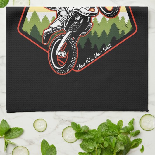 Aangepaste Motocross-racebesturing met vuil spoor Theedoek (Gevouwen)