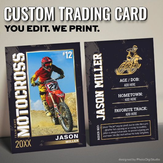 Aangepaste Motocross Trading Kaart, Bewerkbare Dir Contactkaartje