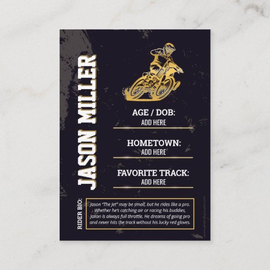 Aangepaste Motocross Trading Kaart, Bewerkbare Dir Contactkaartje (Achterkant)